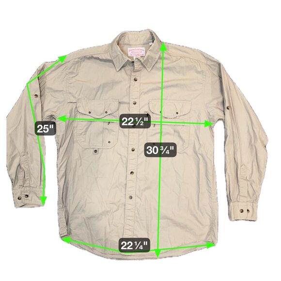 Vintage CC Filson Shirt Mens L Style 656 Khaki Fishing Outdoor Hiking Pockets - Picture 2 of 6